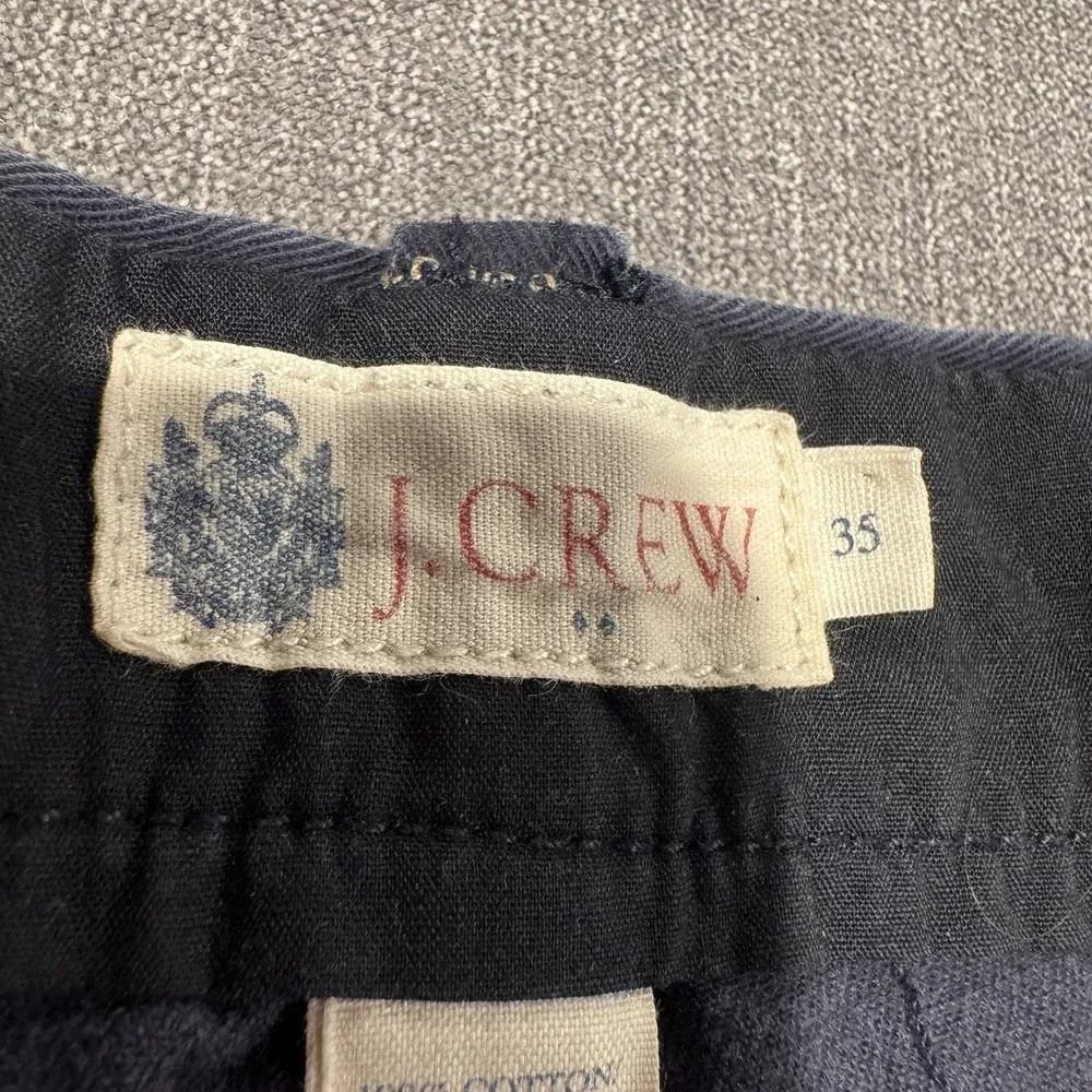 J CREW Shorts Mens 35 Navy Blue Embroidered Shark Gramercy Cotton Beach Fishing